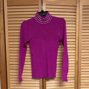 INC International Concepts Magenta Studded Blouse